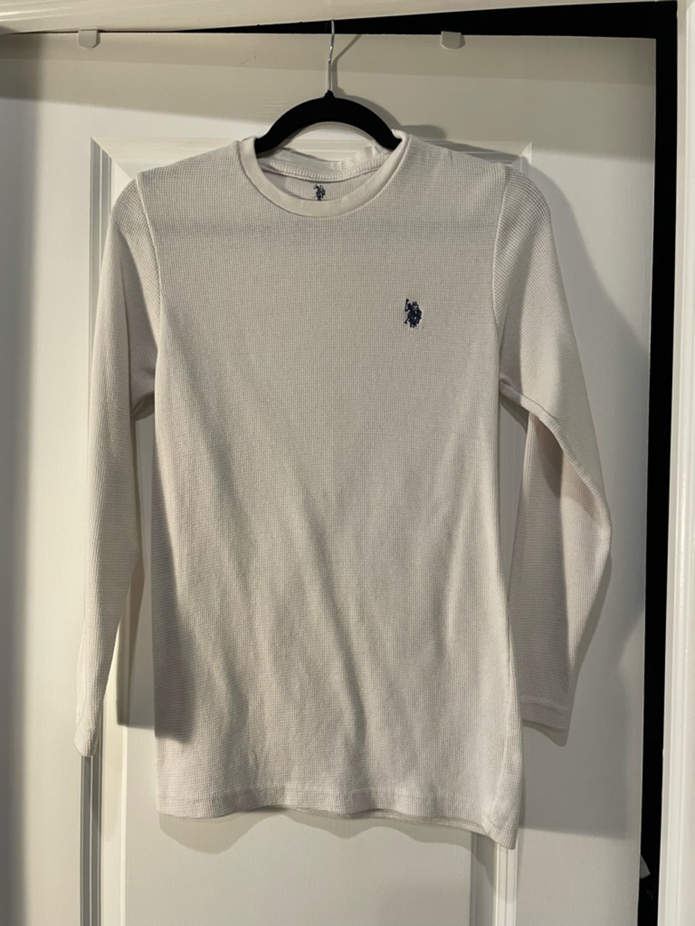 Polo by Ralph Lauren Cream Waffle-Knit Sleepwear Top with Navy Pony